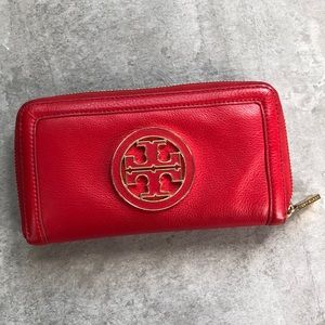 Tory Burch Red Amanda Zip Continental Wallet